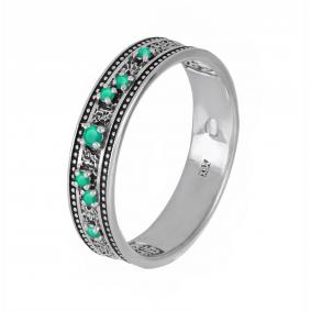 Кольцо из черненого серебра Иордань Б-КО-388-2 Пояс Богородицы с агатом Б-КО-388-2 Пояс Богородицы фото